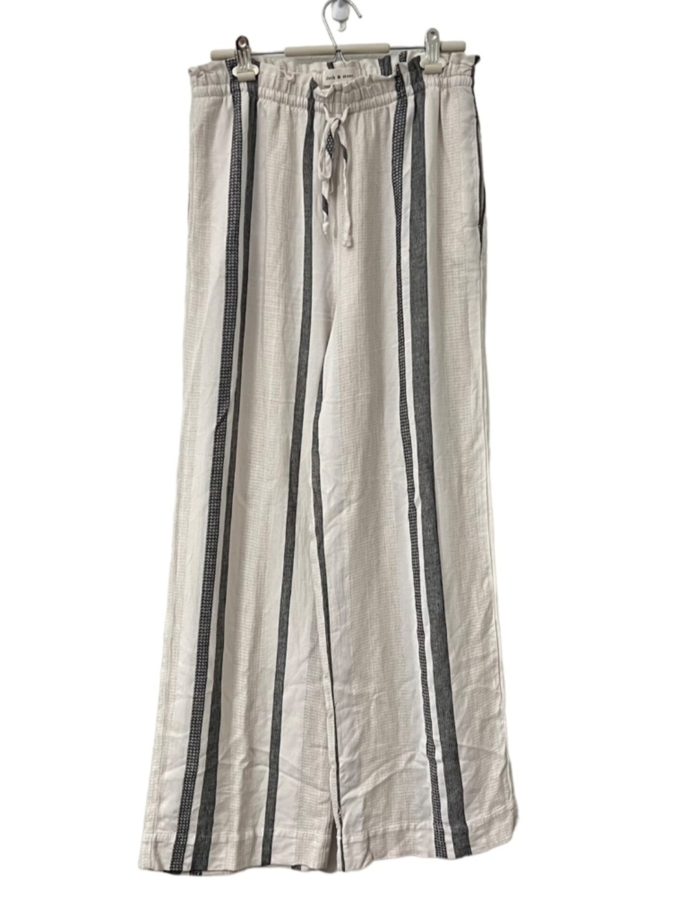 cloth & stone Cream Pants with Black Striped Panels